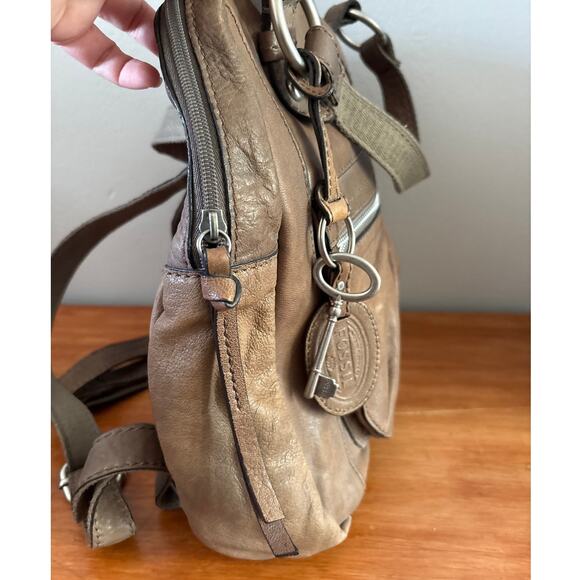 Fossil Long Live Vintage Taupe Leather Convertible Backpack main image 4